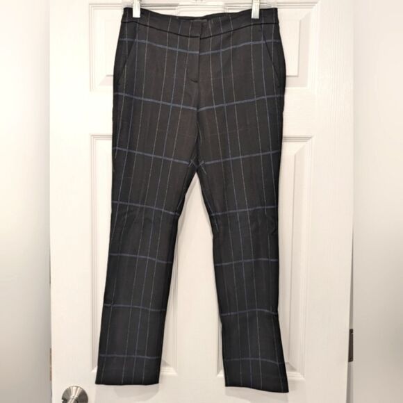 Theory Women's Striped plaid tapered Leg Dress Pants Black Size 0 old money soft - Picture 1 of 8